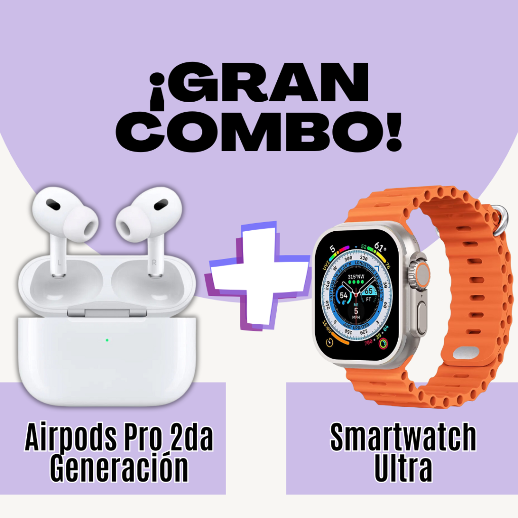 Combo Smartwatch Ultra + Airpods Pro Segunda Generacion - Distribuciones AC